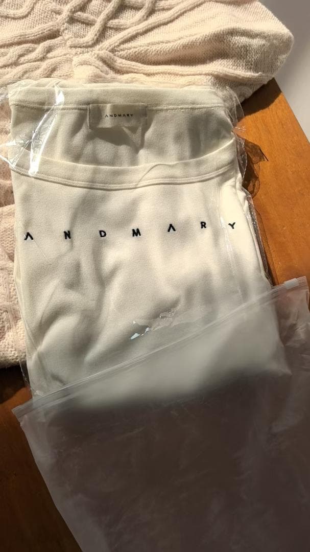 新品ANDMARY Mary logo cable knit set ivory