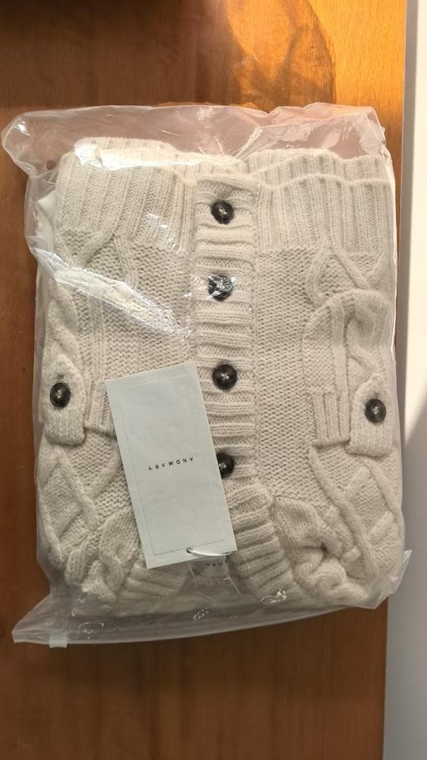 新品ANDMARY Mary logo cable knit set ivory