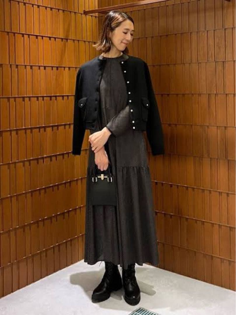 極美品 ボールジィ ウールコットンパールコンビ クルーネックカーディガン S