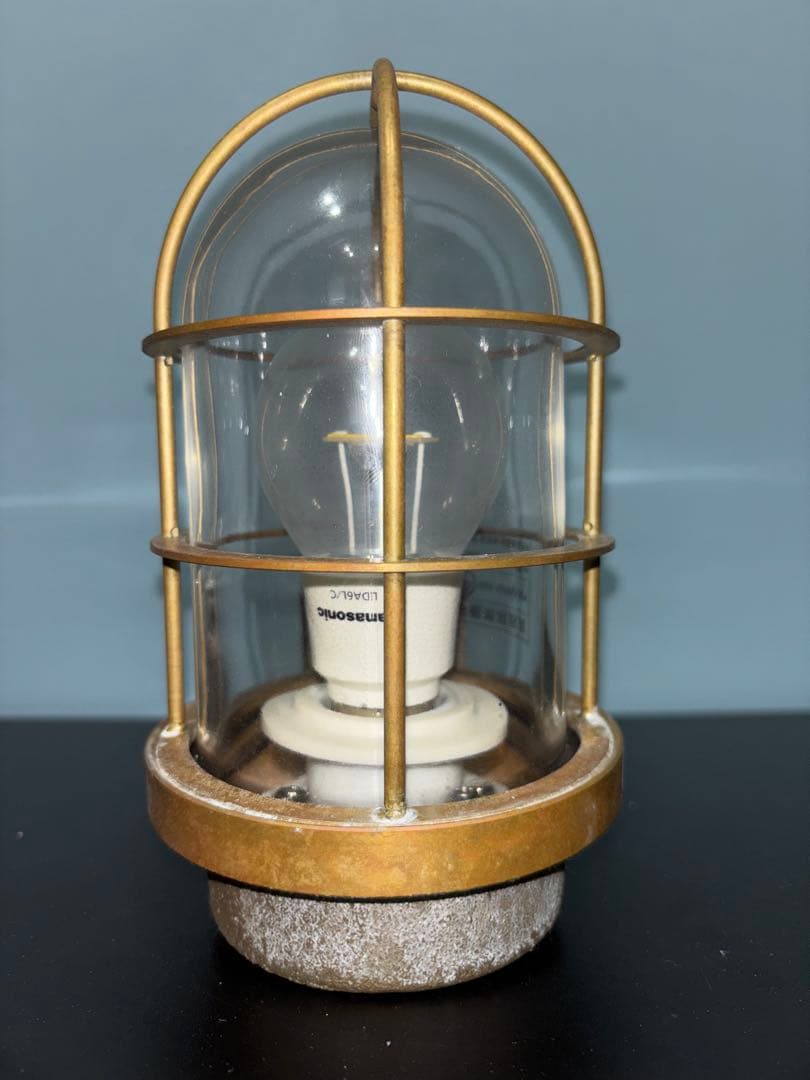 中古　松本船舶　マリンランプ　2号フランジ(ゴールド) 真鍮　LED電球付き　①