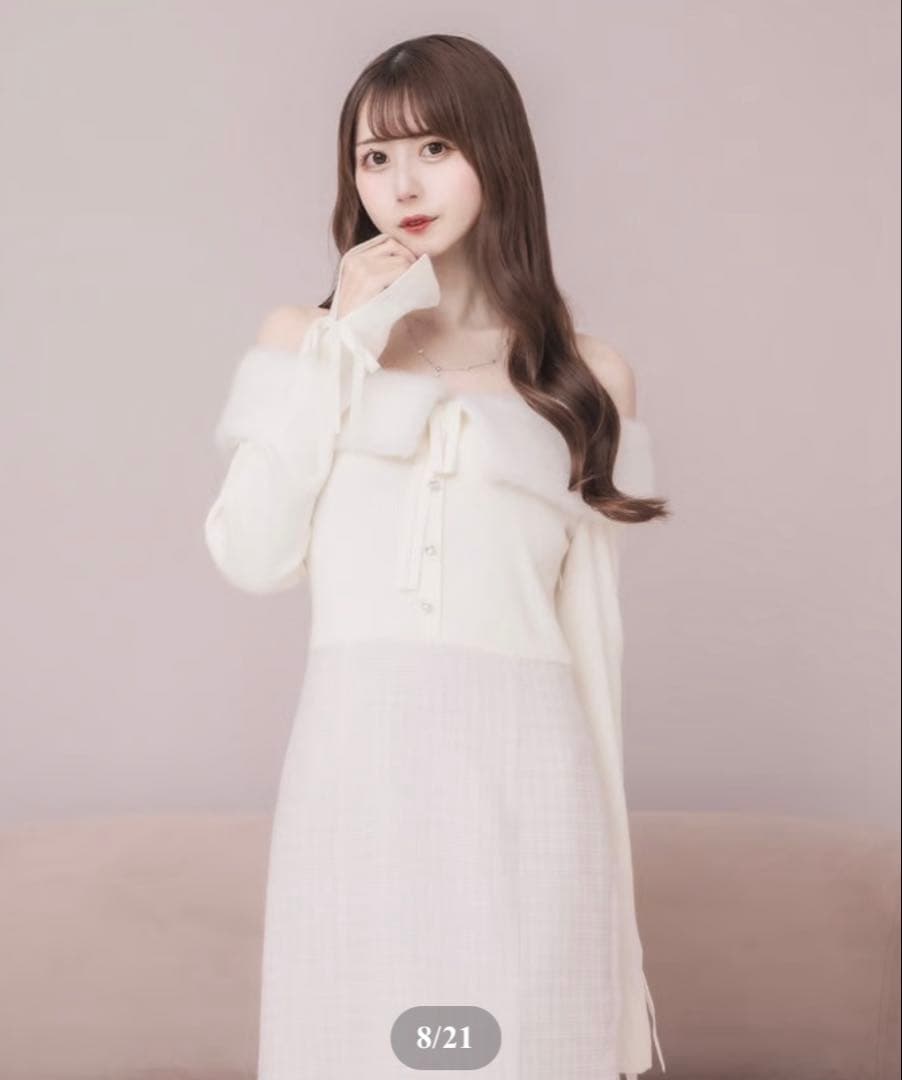 DOLCELICHE FURオフショルドッキングワンピース　ピンク