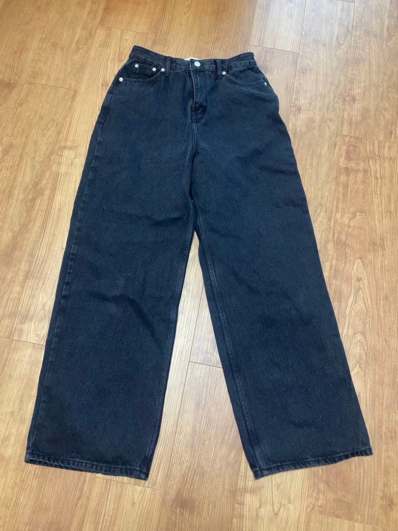 na.e Wide Loose Jeans_Black Lサイズ ロング丈