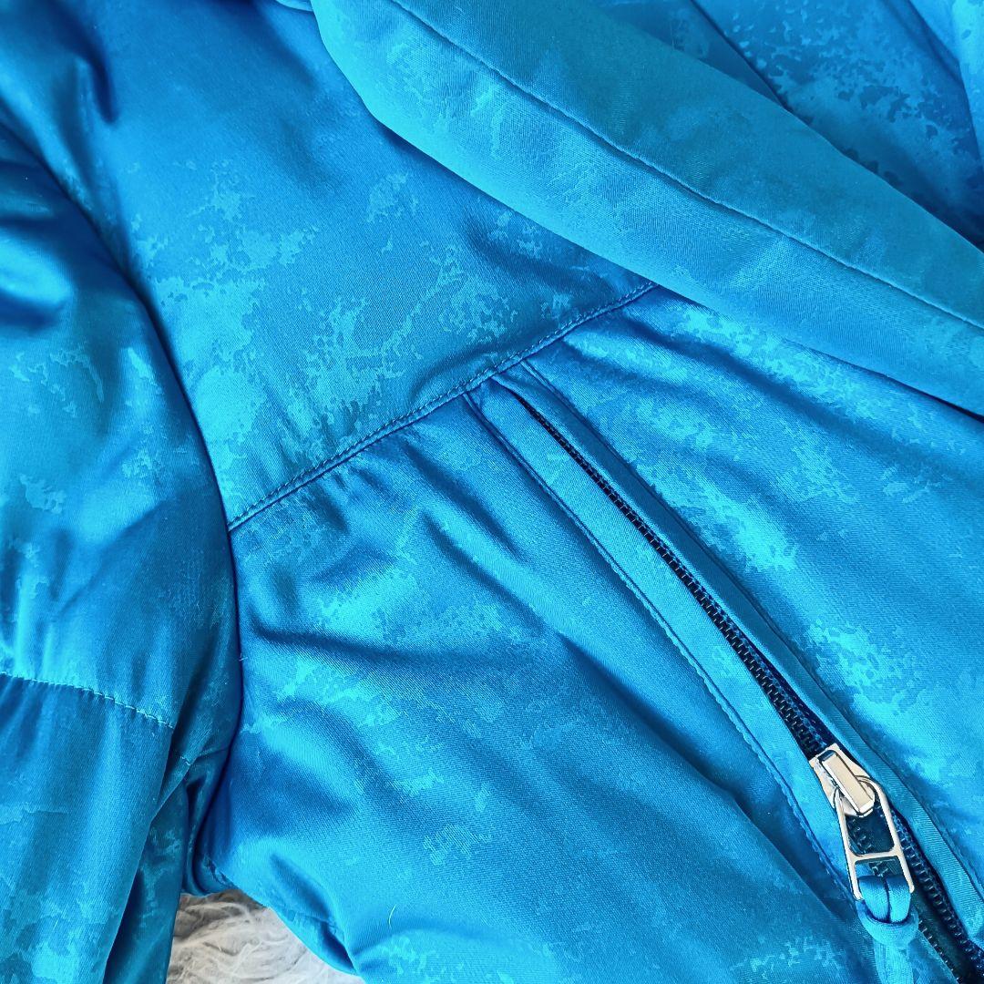 【イッセイミヤケ】ロングダウンコート ブルー 総柄 サイズ2