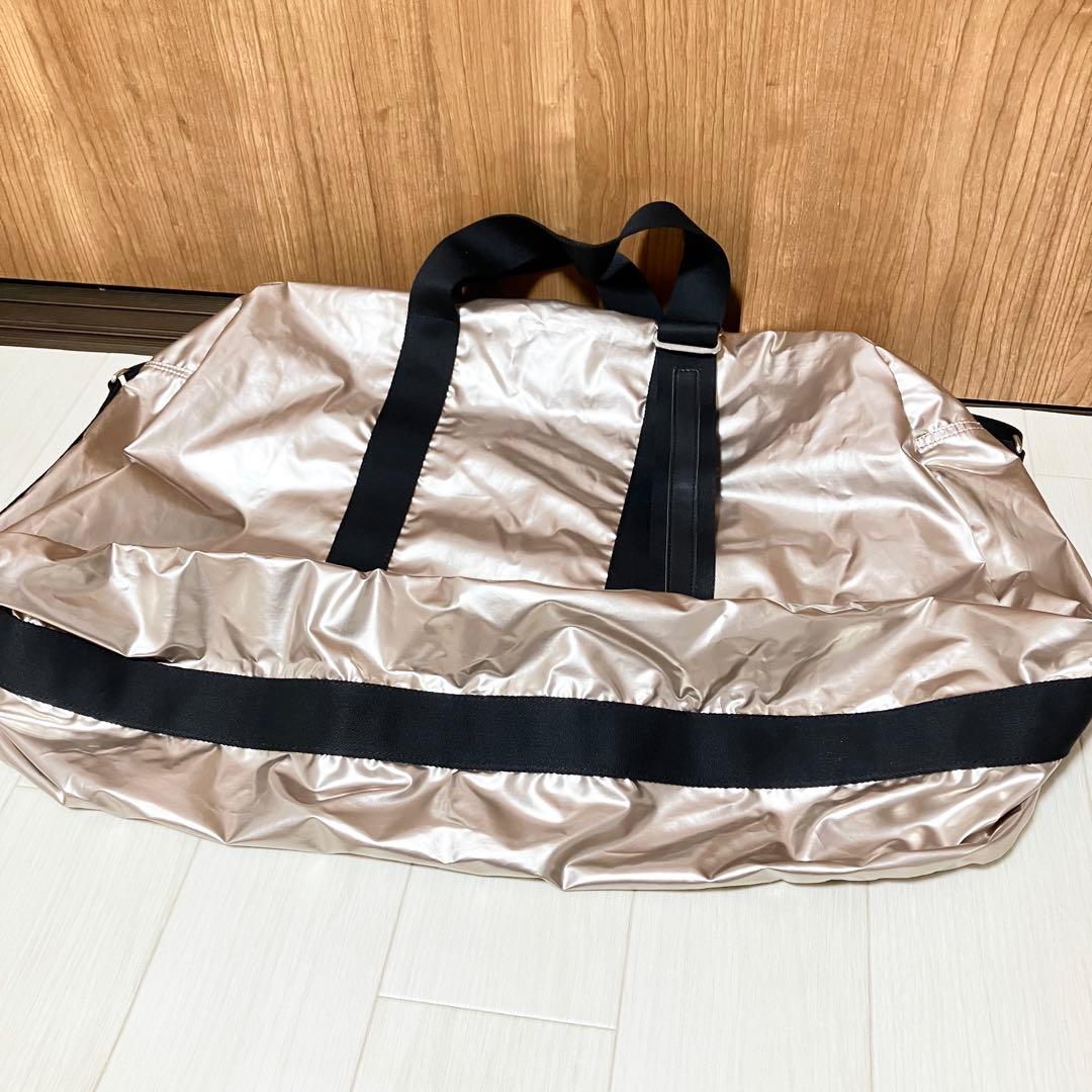 新品 ジャックゴムライト ボストンバッグ ポーチ付き シャンパンゴールド