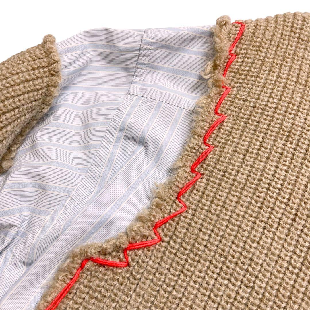 美品【メゾンマルジェラ】22AW ニット ドッキング レイヤード シャツ 38