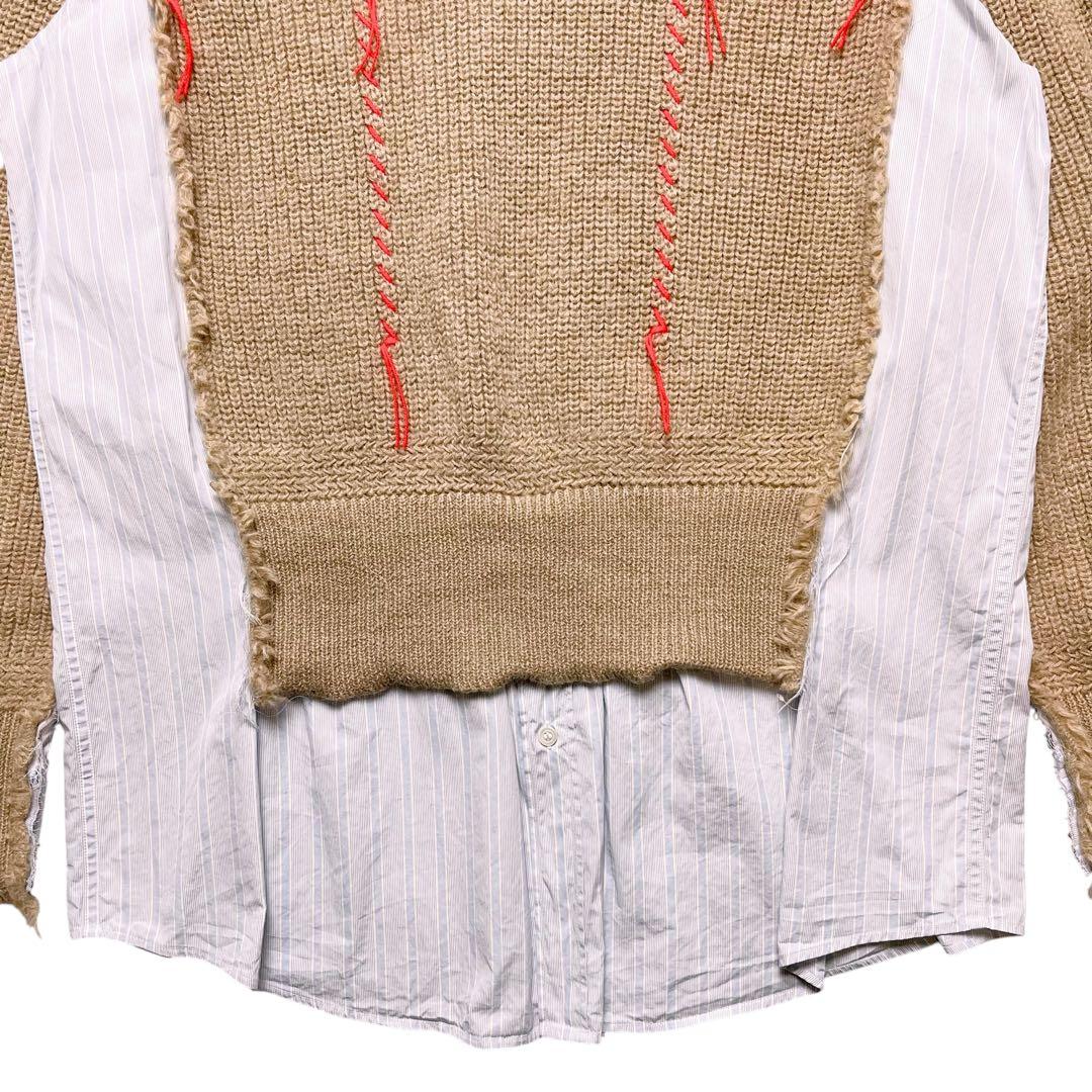 美品【メゾンマルジェラ】22AW ニット ドッキング レイヤード シャツ 38