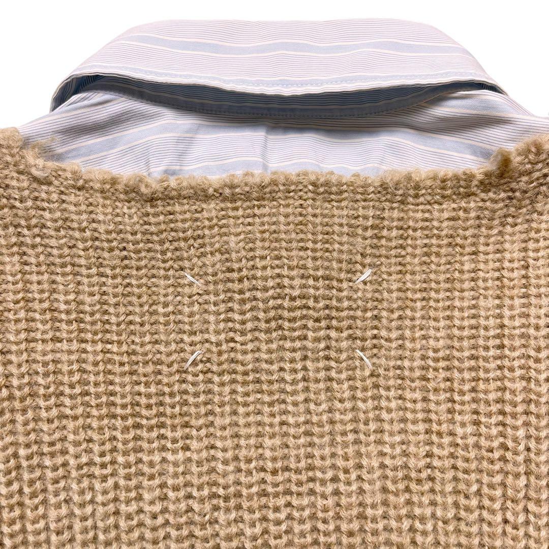 美品【メゾンマルジェラ】22AW ニット ドッキング レイヤード シャツ 38