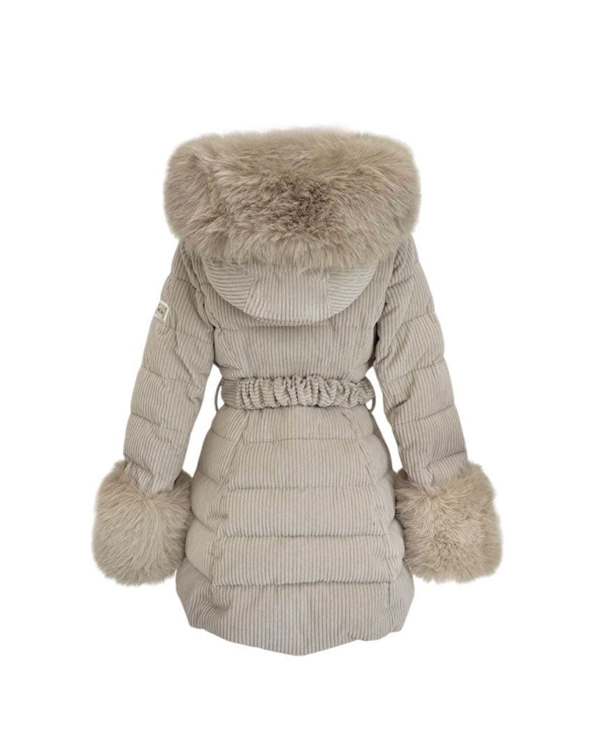 新品タグ付き ミシェルマカロン コーデュロイベルトダウンコート ベージュ