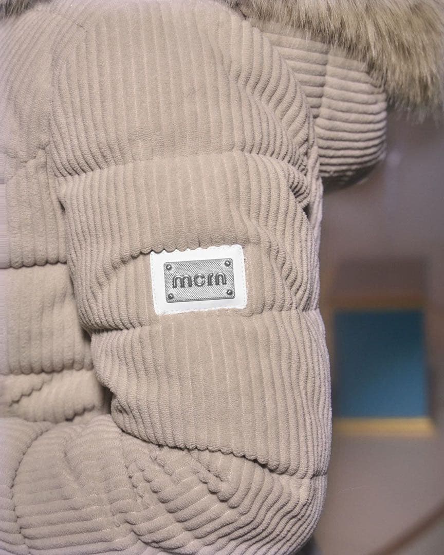 新品タグ付き ミシェルマカロン コーデュロイベルトダウンコート ベージュ