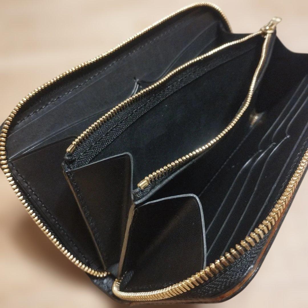 ラウンドファスナーロングウォレット　コードバン　ハンドメイド