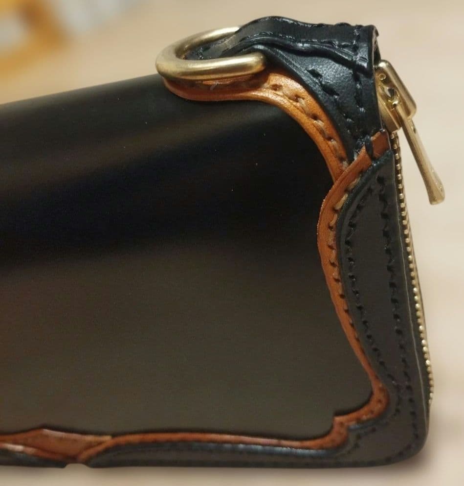ラウンドファスナーロングウォレット　コードバン　ハンドメイド