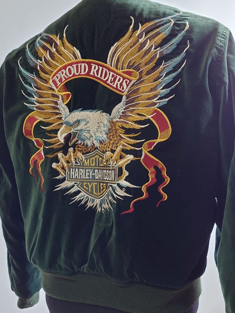 Harley-Davidson ベルベット スカジャン グリーンM