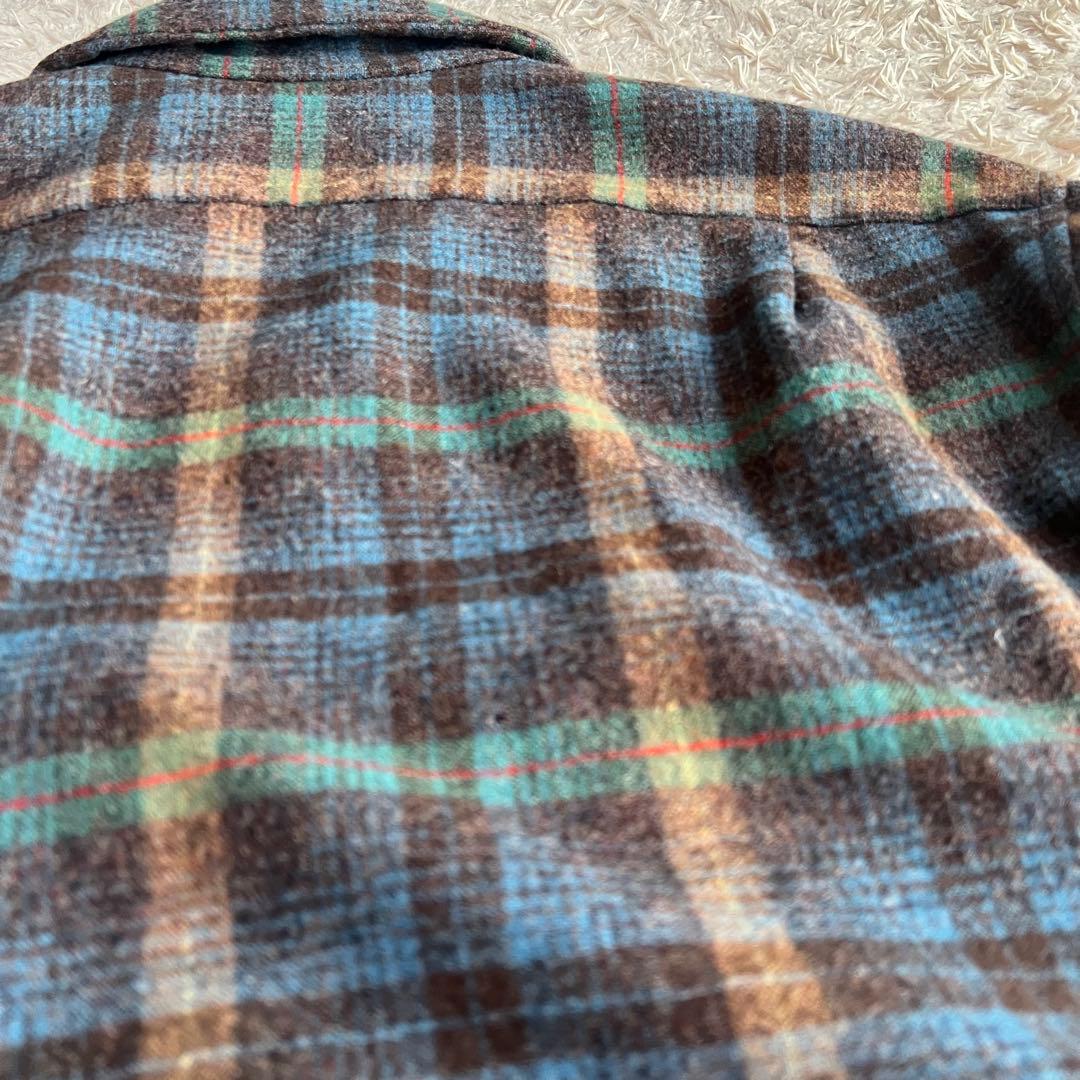 70's /ペンドルトン/ボードシャツ/開襟/ブルー/チェック/