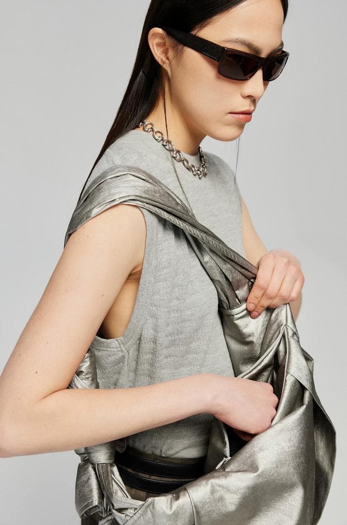 Simple Project プリーツショルダーバッグ オールマッチ 男女兼用