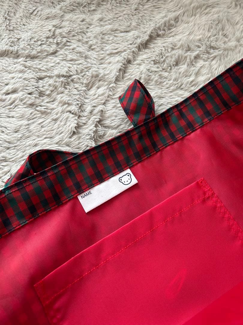 familiar ファミリア トートバッグ レッスンバック 赤チェック　名札付き