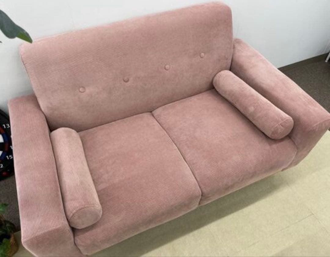 コーデュロイ ピンクソファ 幅130cm