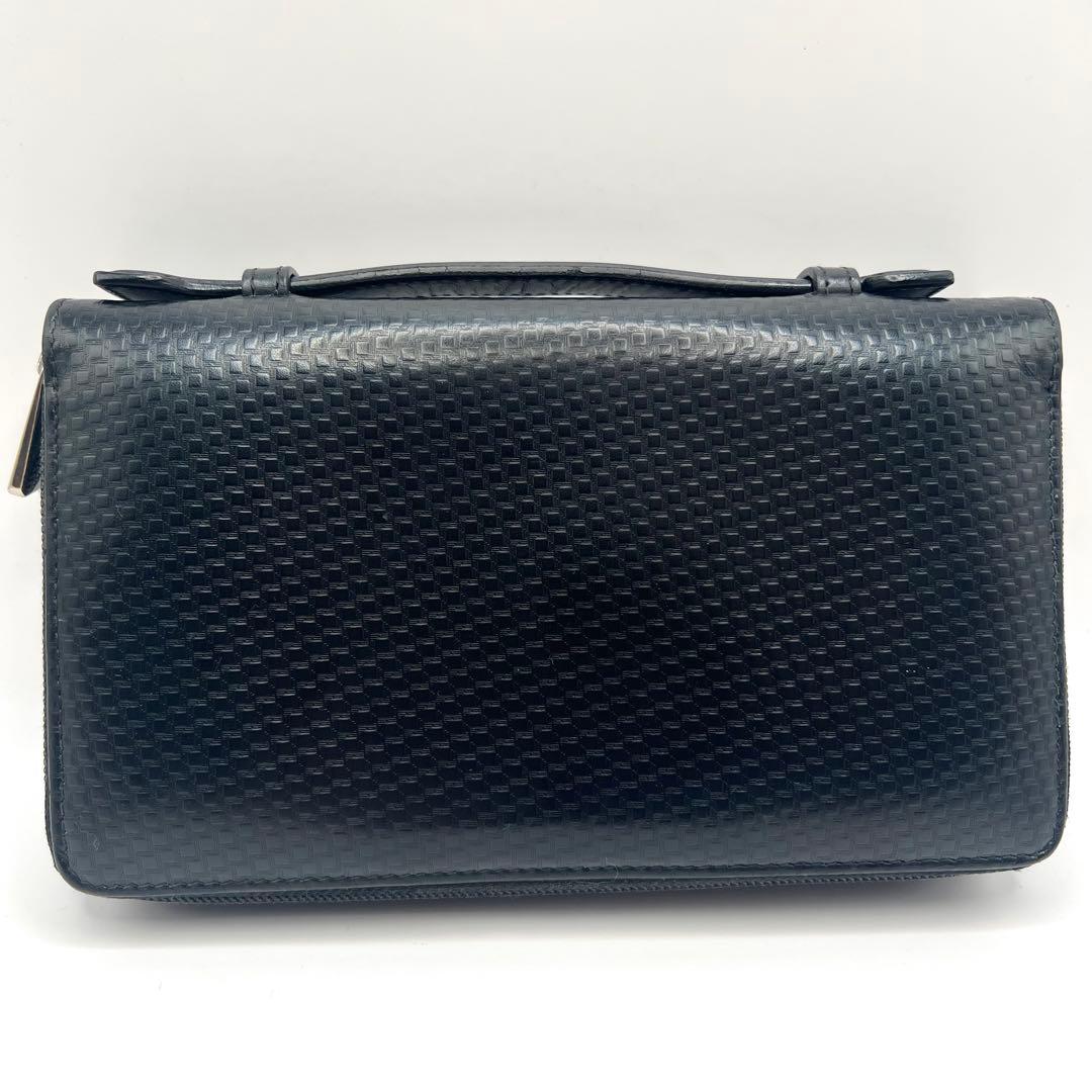 極美品✨ ダンヒル レザー ラウンドファスナー オーガナイザー 財布 ブラック