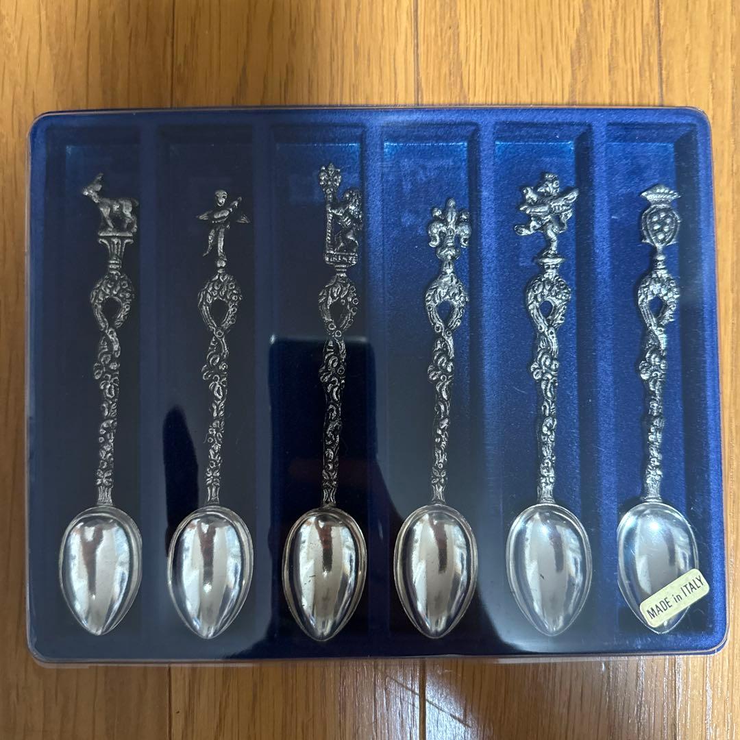 イタリア製 ルネッサンス モチーフシルバー スプーン6本セットフォーク6本セット