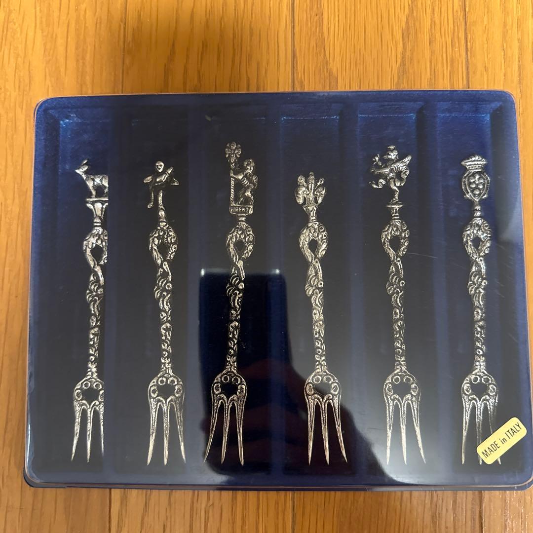 イタリア製 ルネッサンス モチーフシルバー スプーン6本セットフォーク6本セット