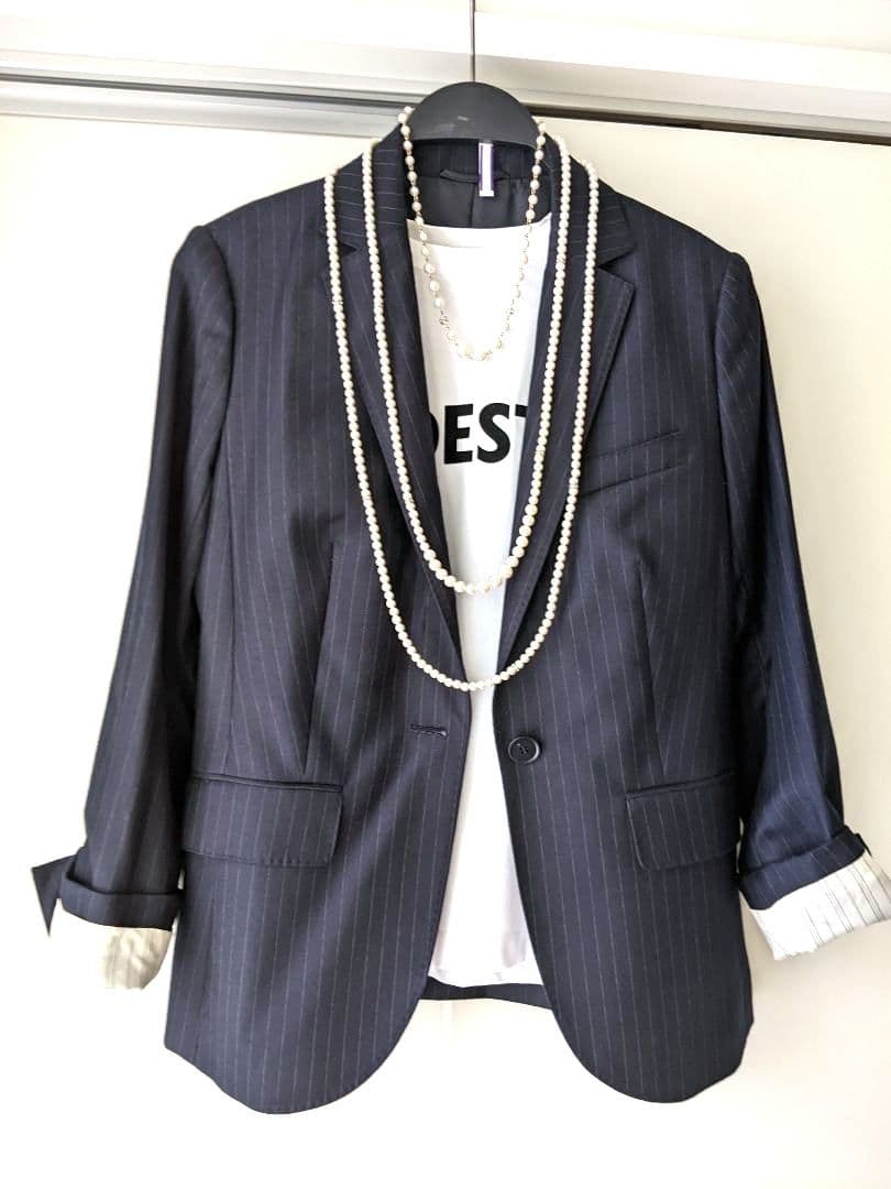 【美品】スーツカンパニー　イタリア　REDA ネイビー ストライプ スーツ XL