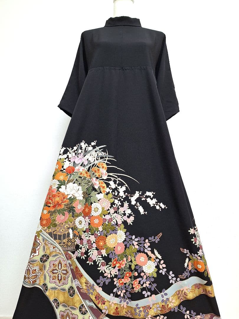 着物リメイクワンピース3695