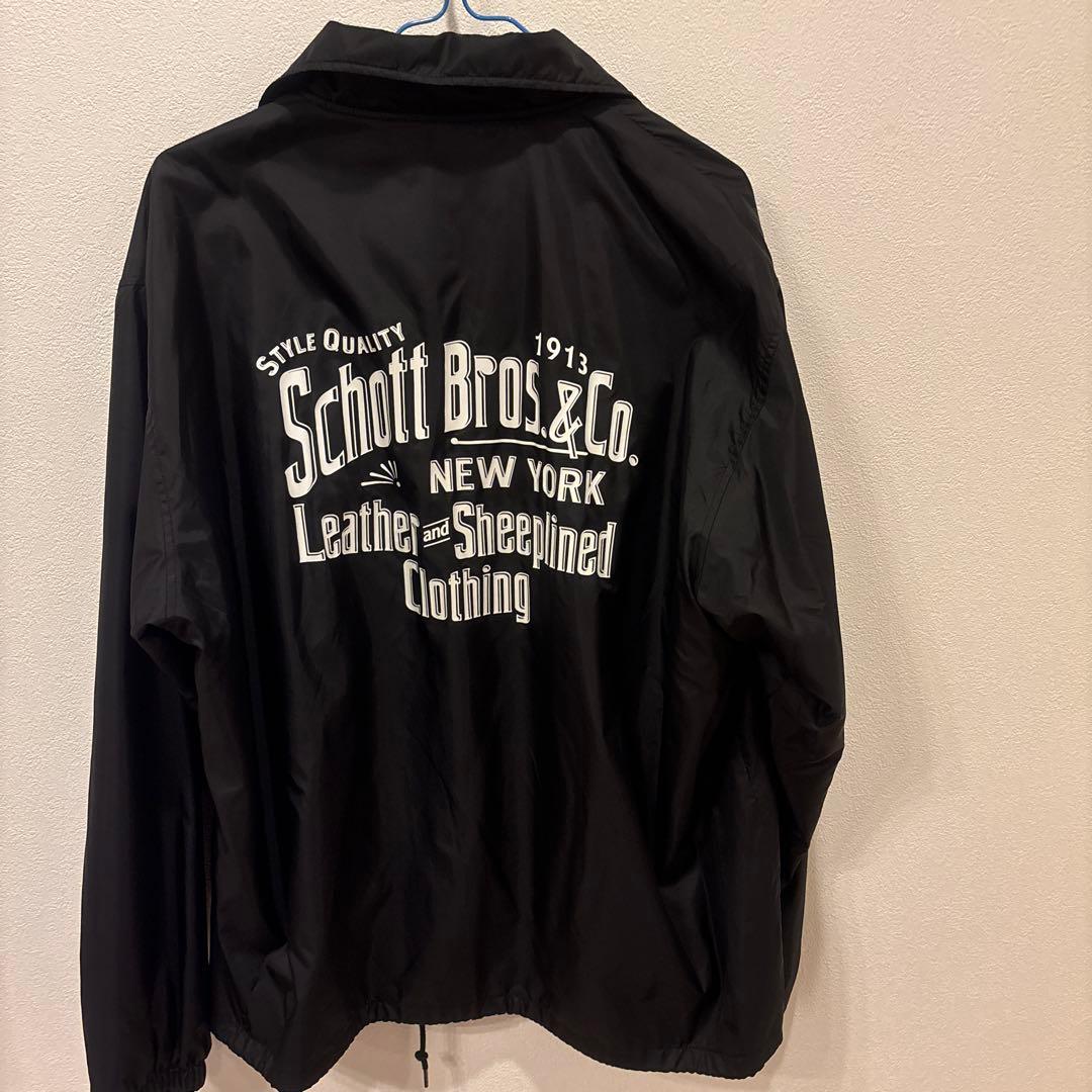 Schott ブラック ナイロン　コーチジャケット　Lサイズ　　ショット