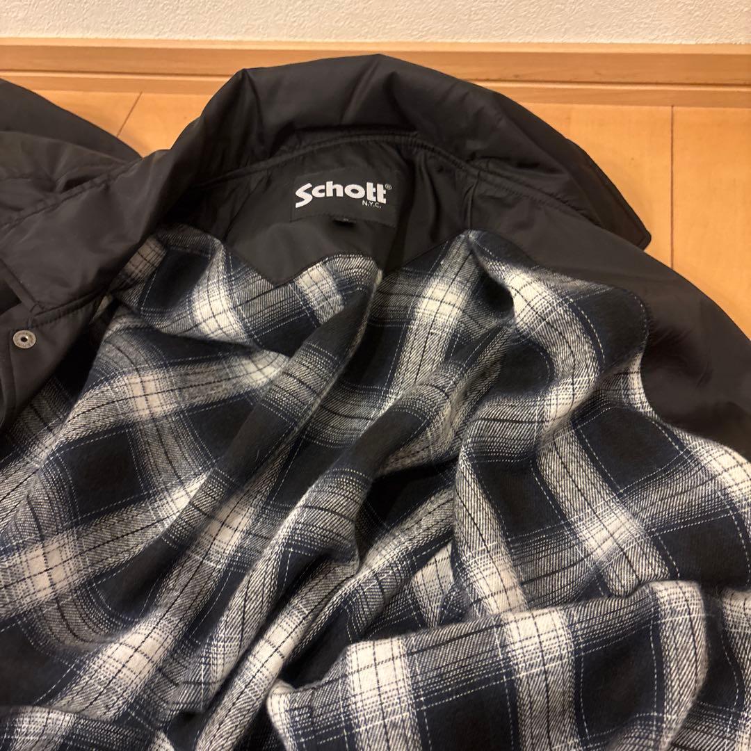 Schott ブラック ナイロン　コーチジャケット　Lサイズ　　ショット