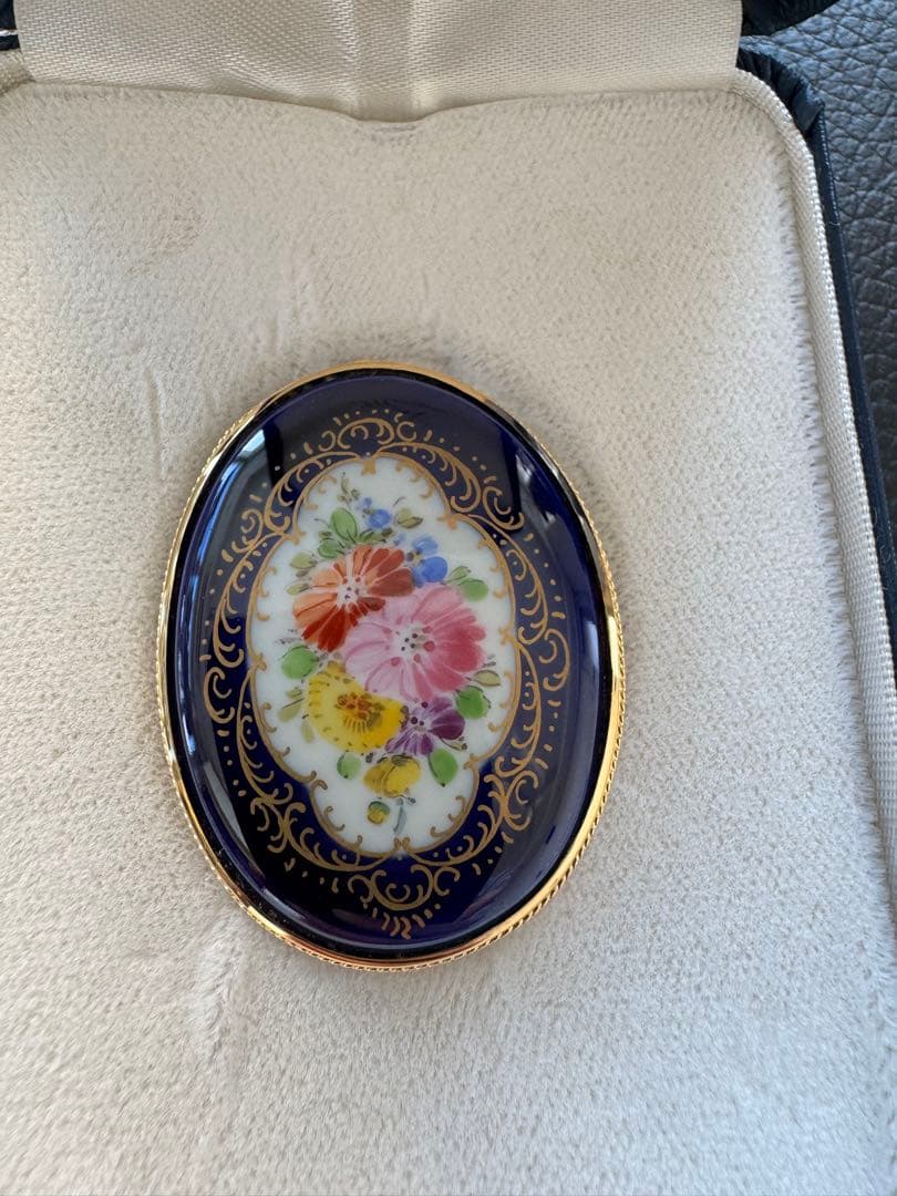 Meissen ブローチ ネックレスチェーン、ケース付き