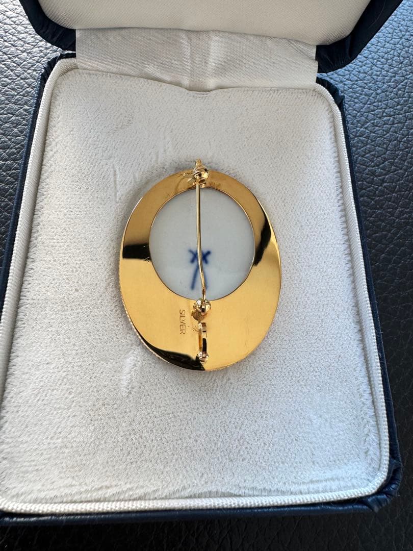 Meissen ブローチ ネックレスチェーン、ケース付き