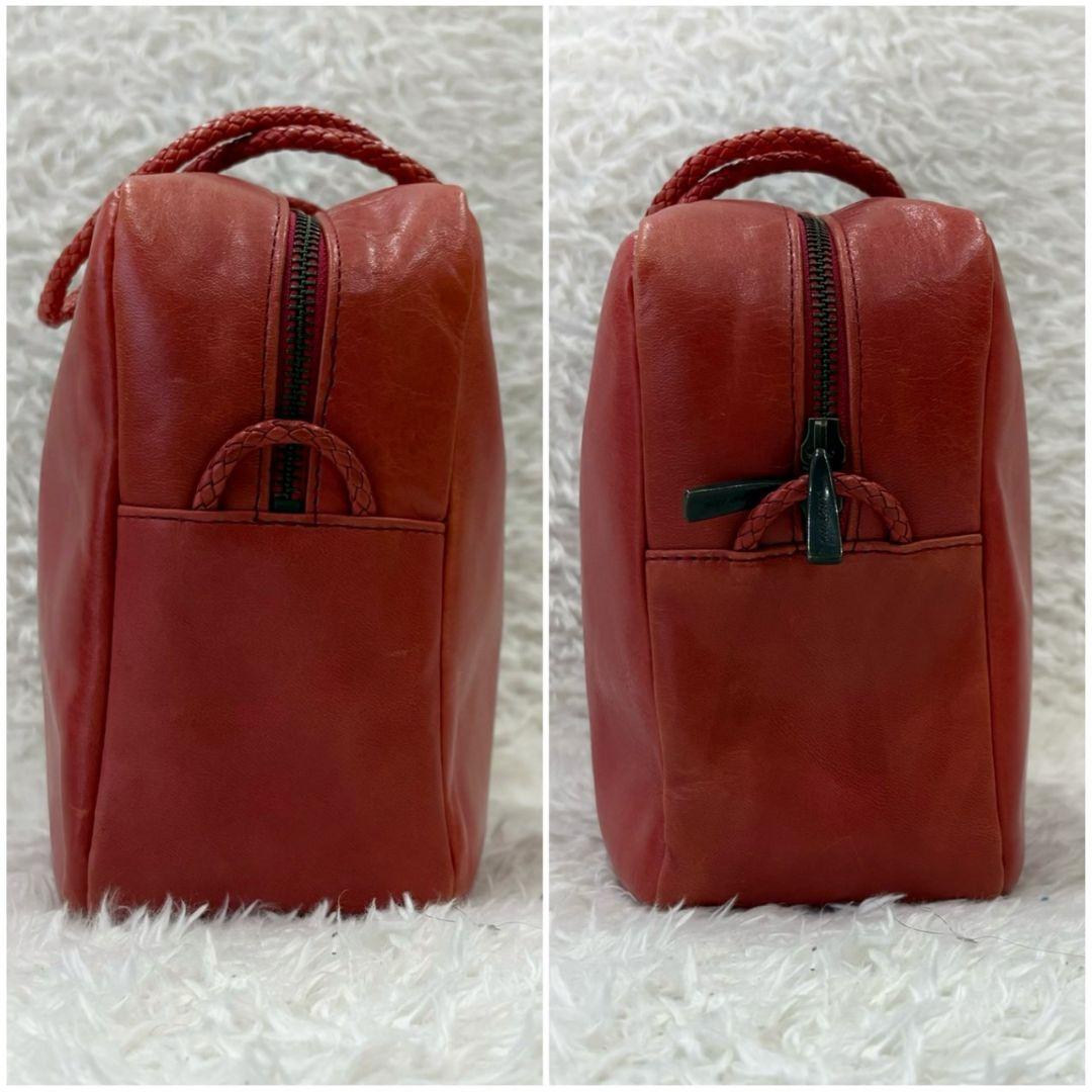 ヨーガンレール ミニボストン スクエア レザー 自立 テラコッタ 大容量 ロゴ