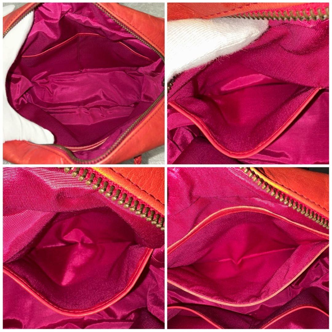 ヨーガンレール ミニボストン スクエア レザー 自立 テラコッタ 大容量 ロゴ