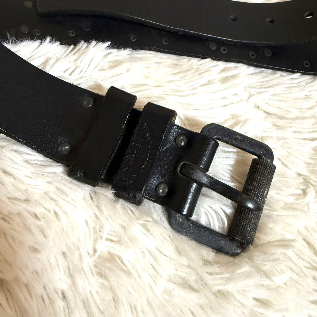 diesel ベルト 本革 メタルロゴ メンズ　イタリア製　レザー　y2k 黒