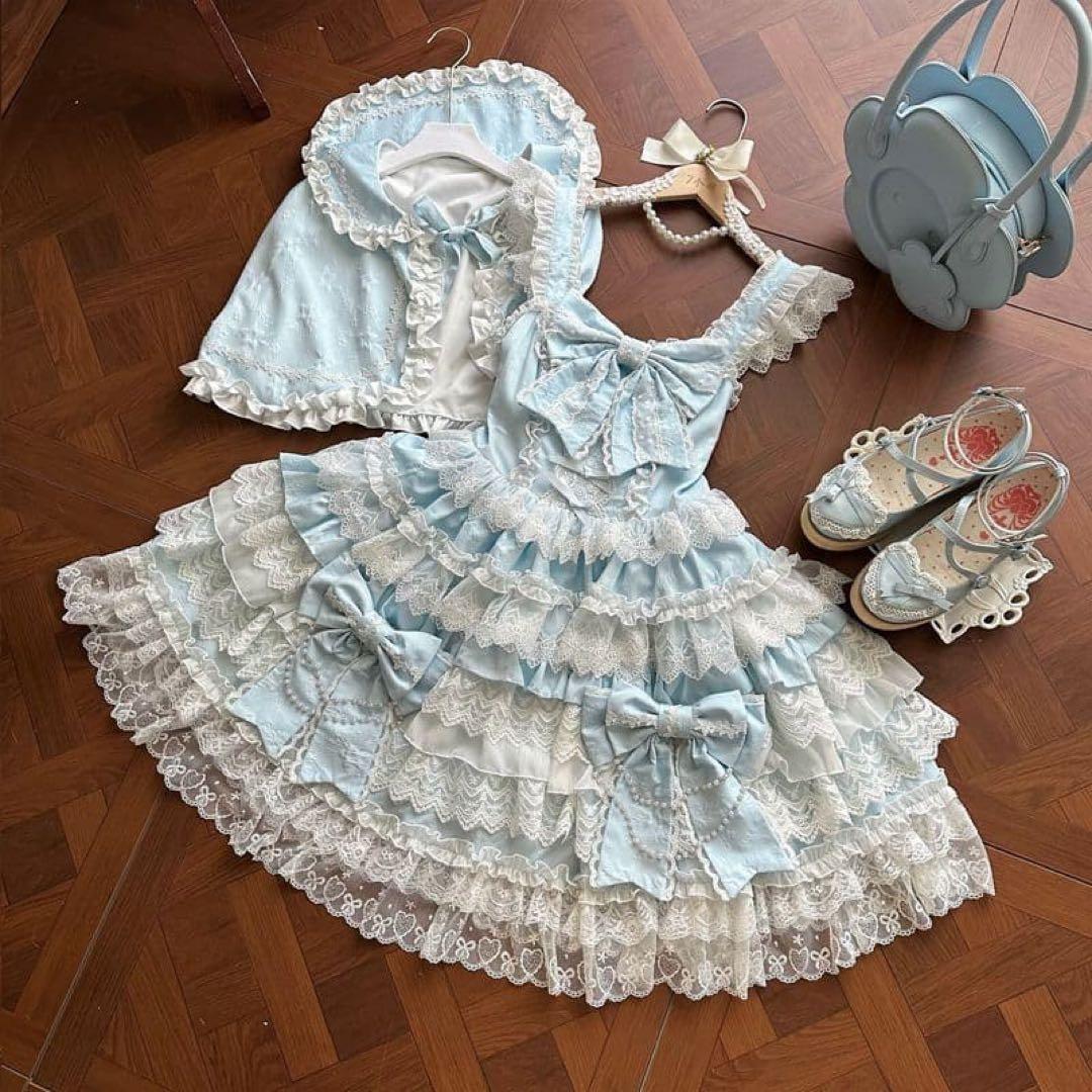 【⭐️】水色 ロリータドレスセット Lサイズ