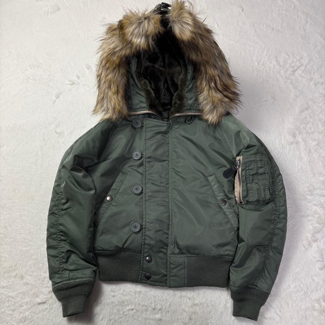 美品 avirex N-2B 短丈 フライトジャケット ファー 取り外し可能