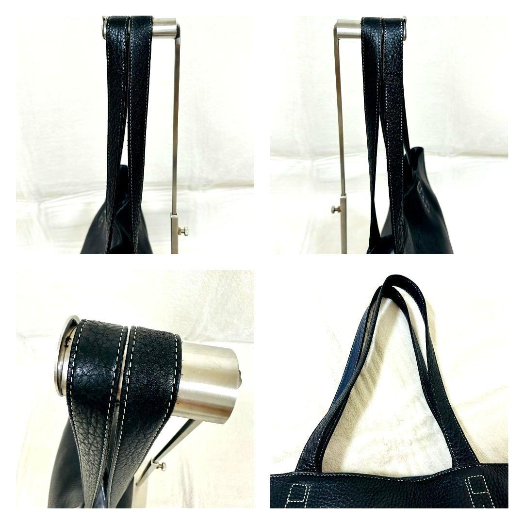 パパス トートバッグ ビジネスバッグ オールレザー シボ革 肩掛け A4可 濃紺