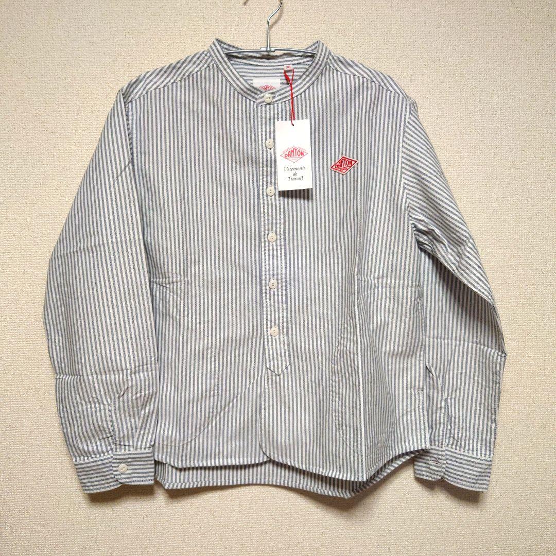 【新品タグ付き】DANTON ストライプバンドカラーシャツ シャツ