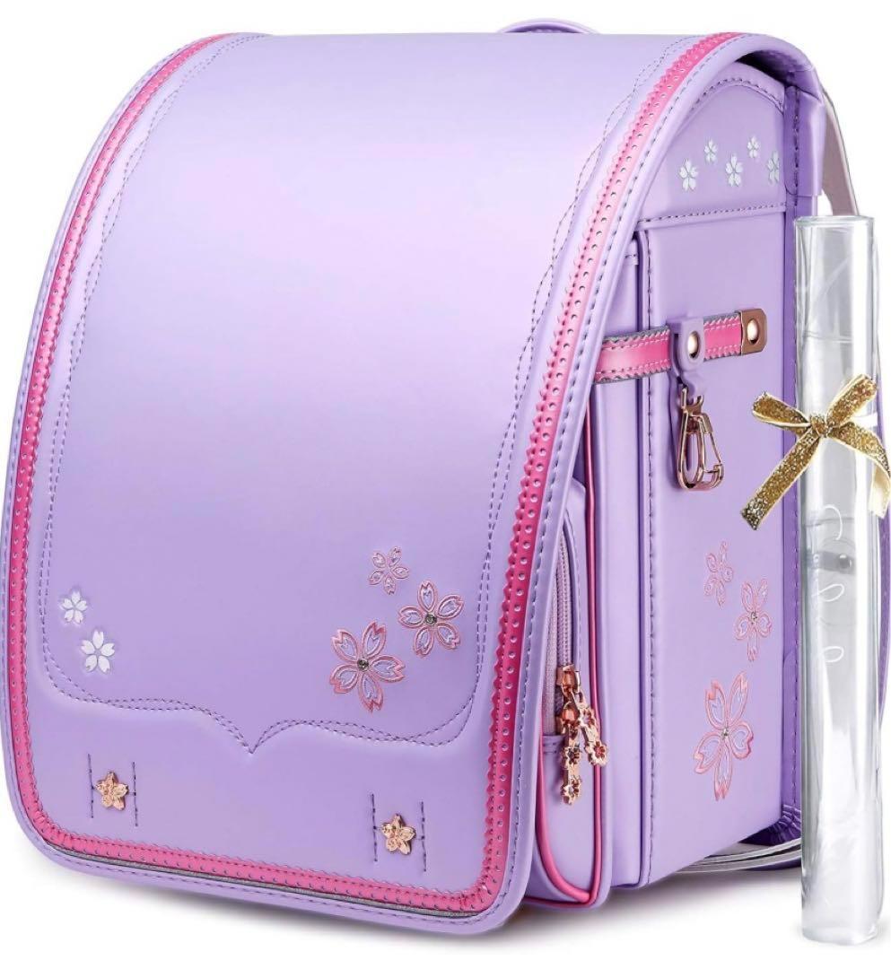 桜の柄❤️ ランドセル 新品 女の子 ラベンダー ピンク 桜 反射剤 紫　軽量