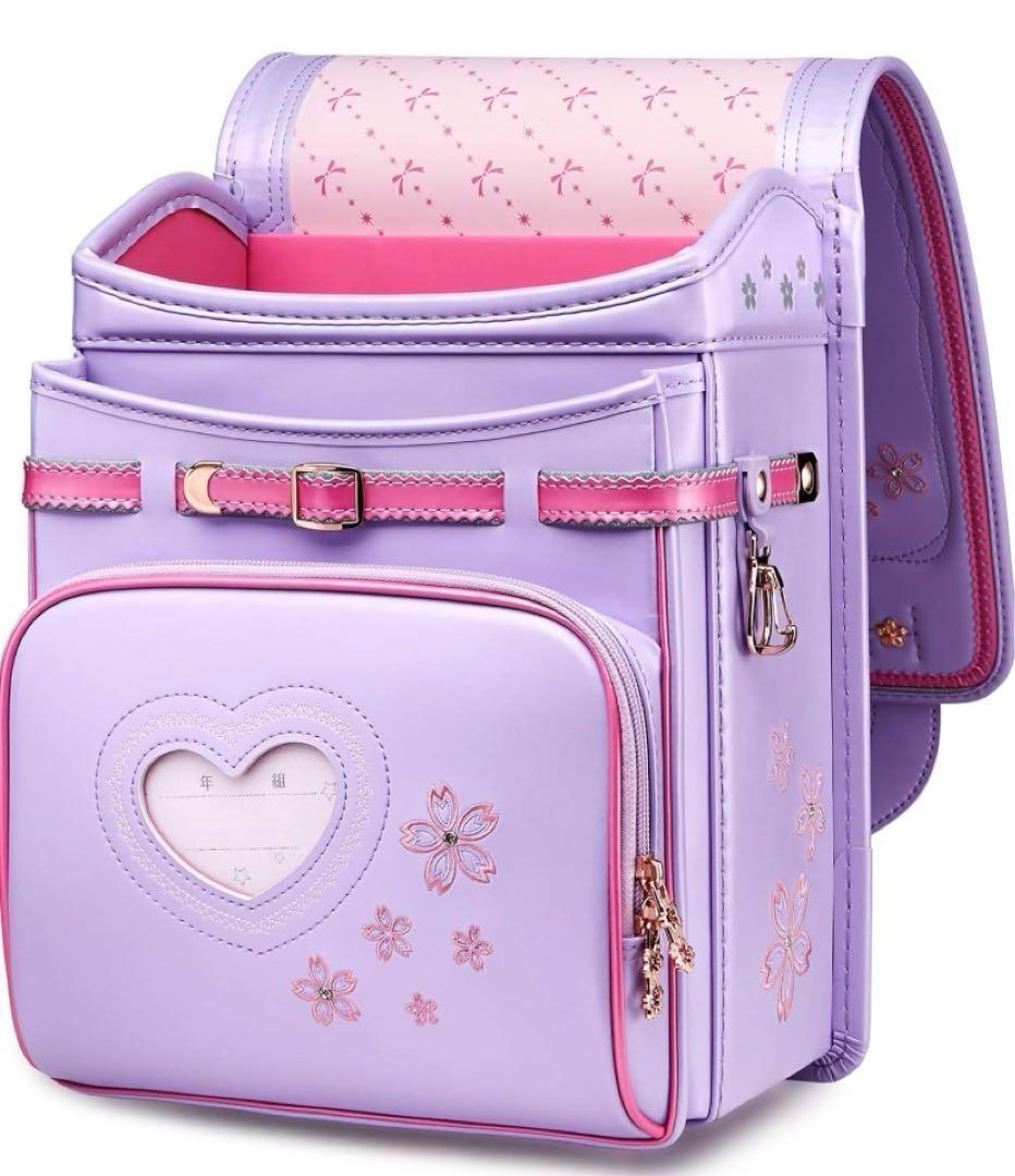 桜の柄❤️ ランドセル 新品 女の子 ラベンダー ピンク 桜 反射剤 紫　軽量