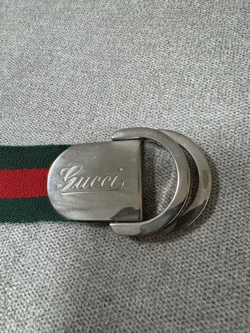 Gucci 緑赤ストライプ ベルト　美品