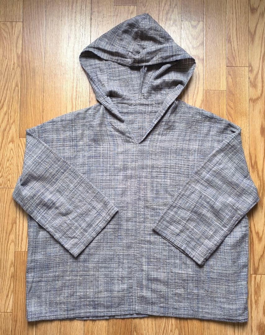 MITTAN SH-128 OC多色スラブフードシャツ 2 灰紺