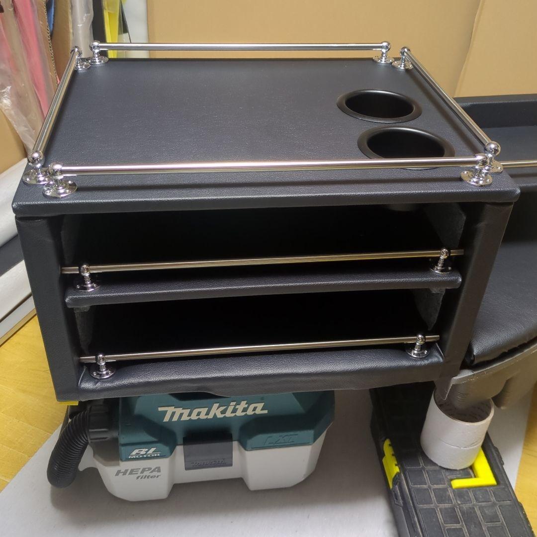 【ヤマ】コンソールBOX棚2点セット【ブラックレザー】