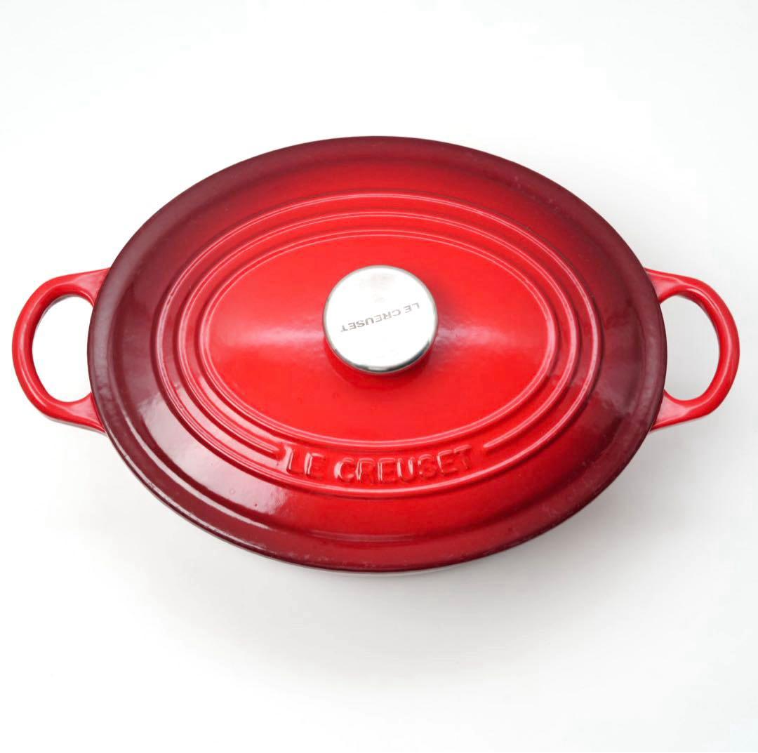 【美品】LE CREUSET　ココット オーバル チェリーレッド　25cm