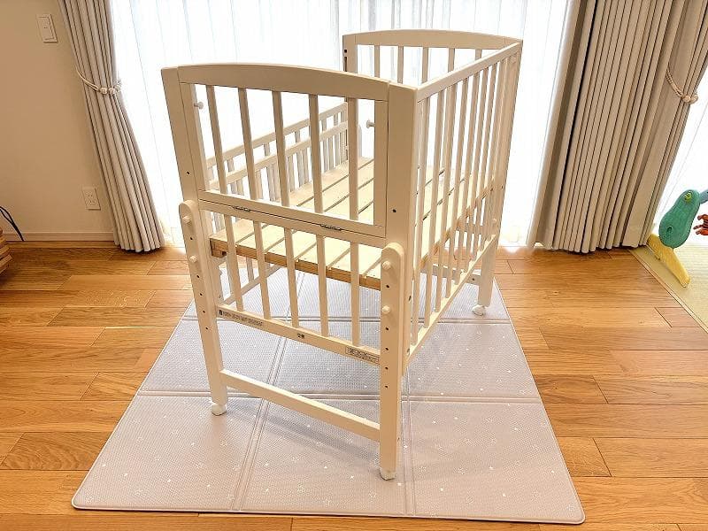 【値下げ！】YAMATOYA Ｗオープンハイタイプ ミニベビーベッド ホワイト