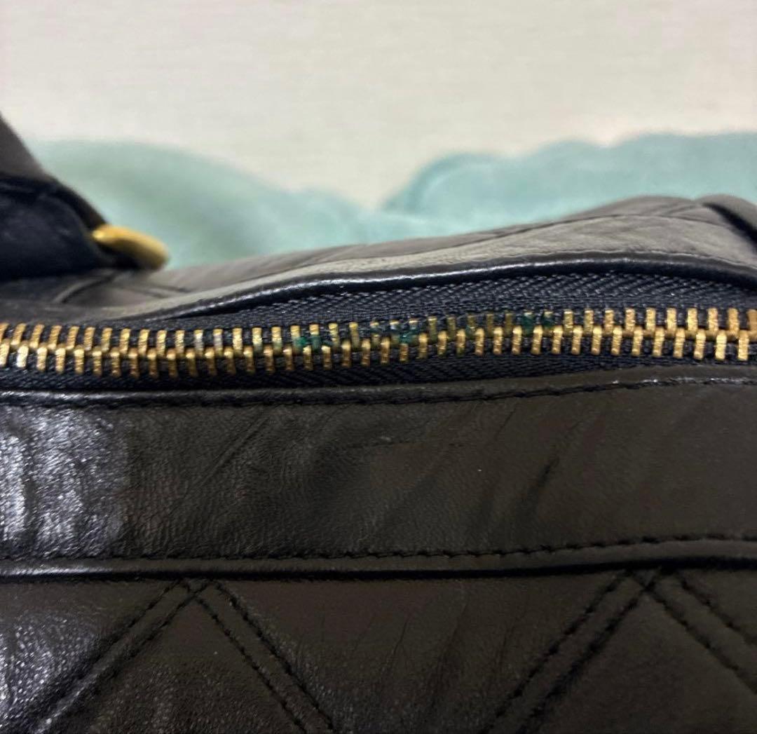 T*K様 CHANEL ヴィンテージ 黒 キルティング ロゴ レザー ボストンバ