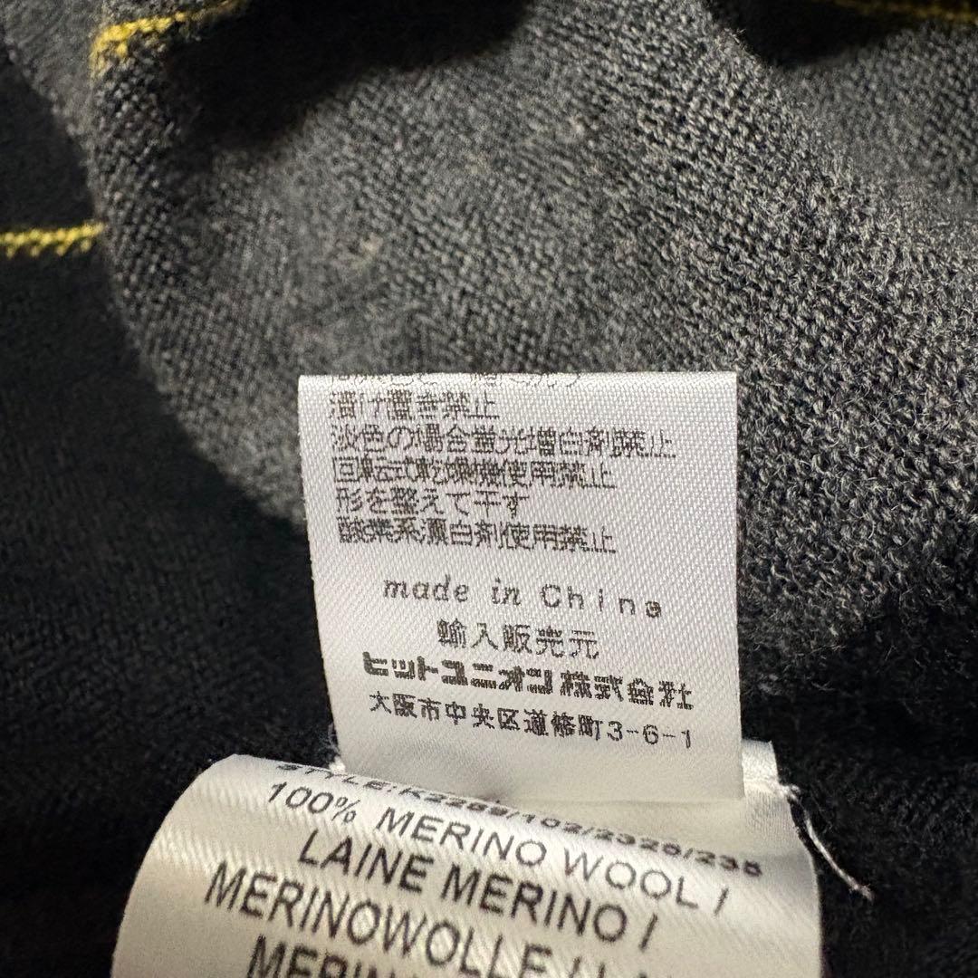 未着用　フレッドペリー　メリノウール　ニット　アーガイル　黒色　月桂樹　ロゴ刺繍