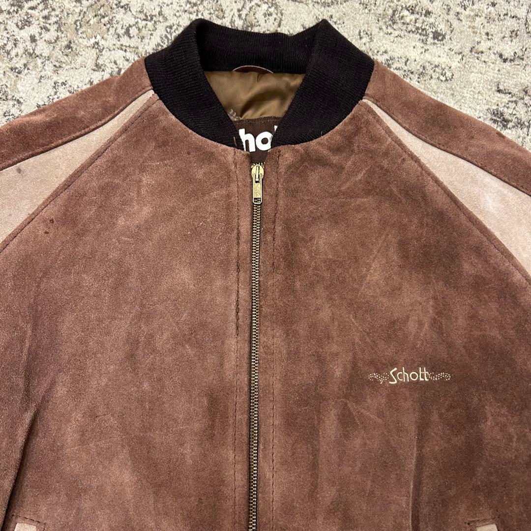 SCHOTT 70s IDEAL ロゴ刺繍 スエード 40 米国製　スタジャン