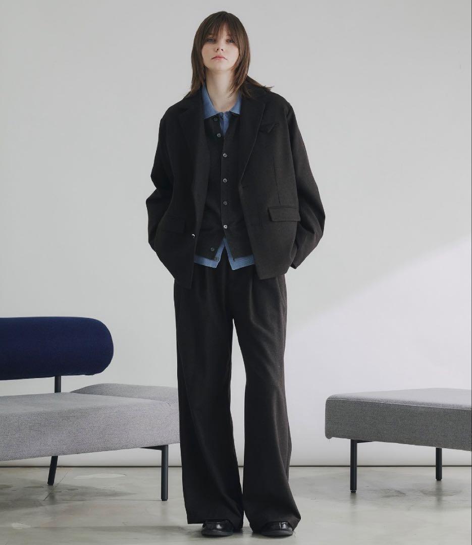 新品　selleglante レイヤードスタイルハイゲージニットシャツ　ブルー