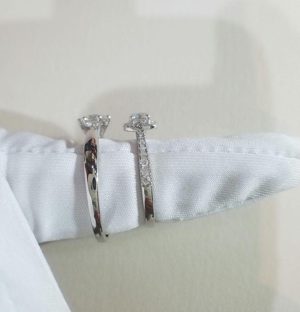 キャサリンページ！最高級モアサナイト　スクエアヘイローリング