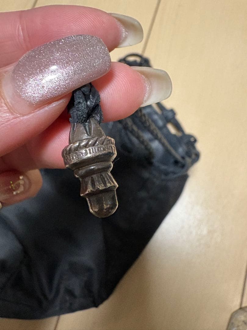 クロスパッチドローストリングサックレザー巾着ハンドバッグ