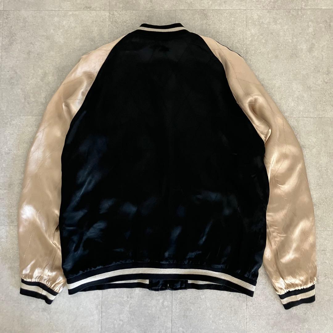 百花繚乱 和柄 刺繍 リバーシブル レーヨン スカジャン/L